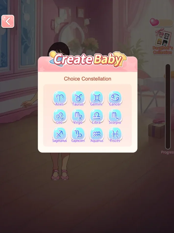 Create Baby screen with all twelve star signs