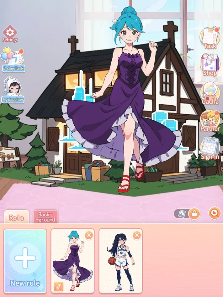 Home screen Role tab showing the newly created character card