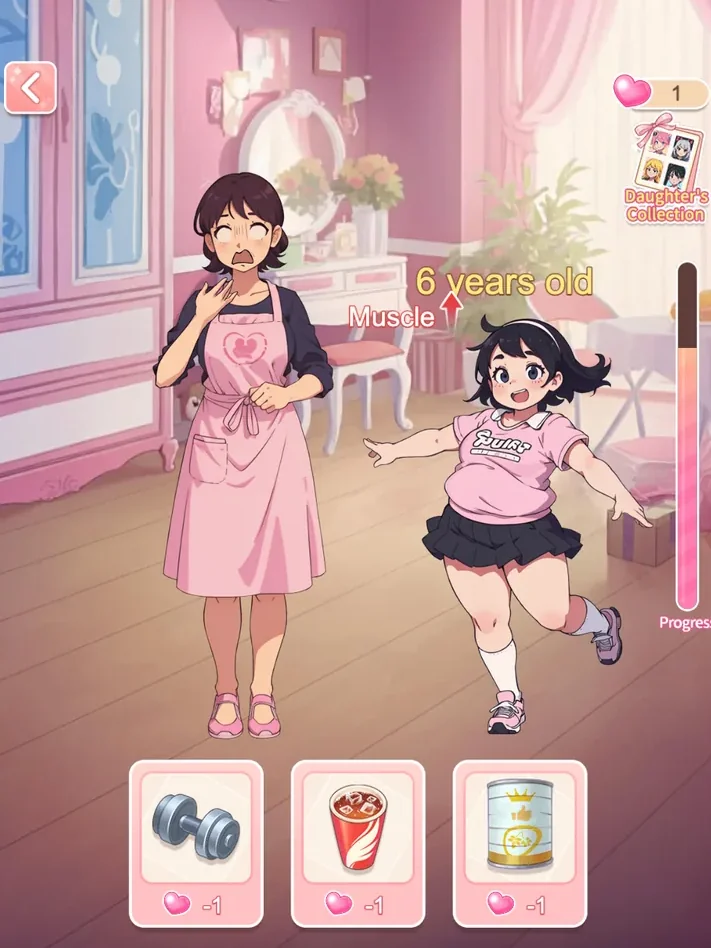 Six-year growth screen showing exercise drink and food choices