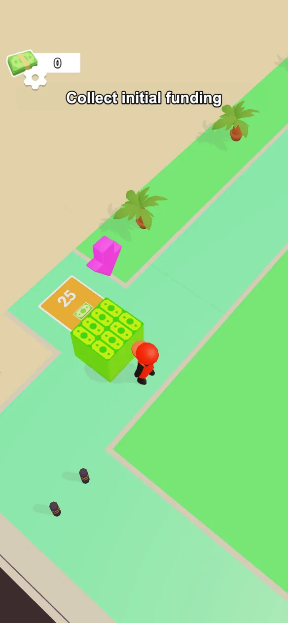 Burger Bar opening tutorial asking the player to collect initial funding