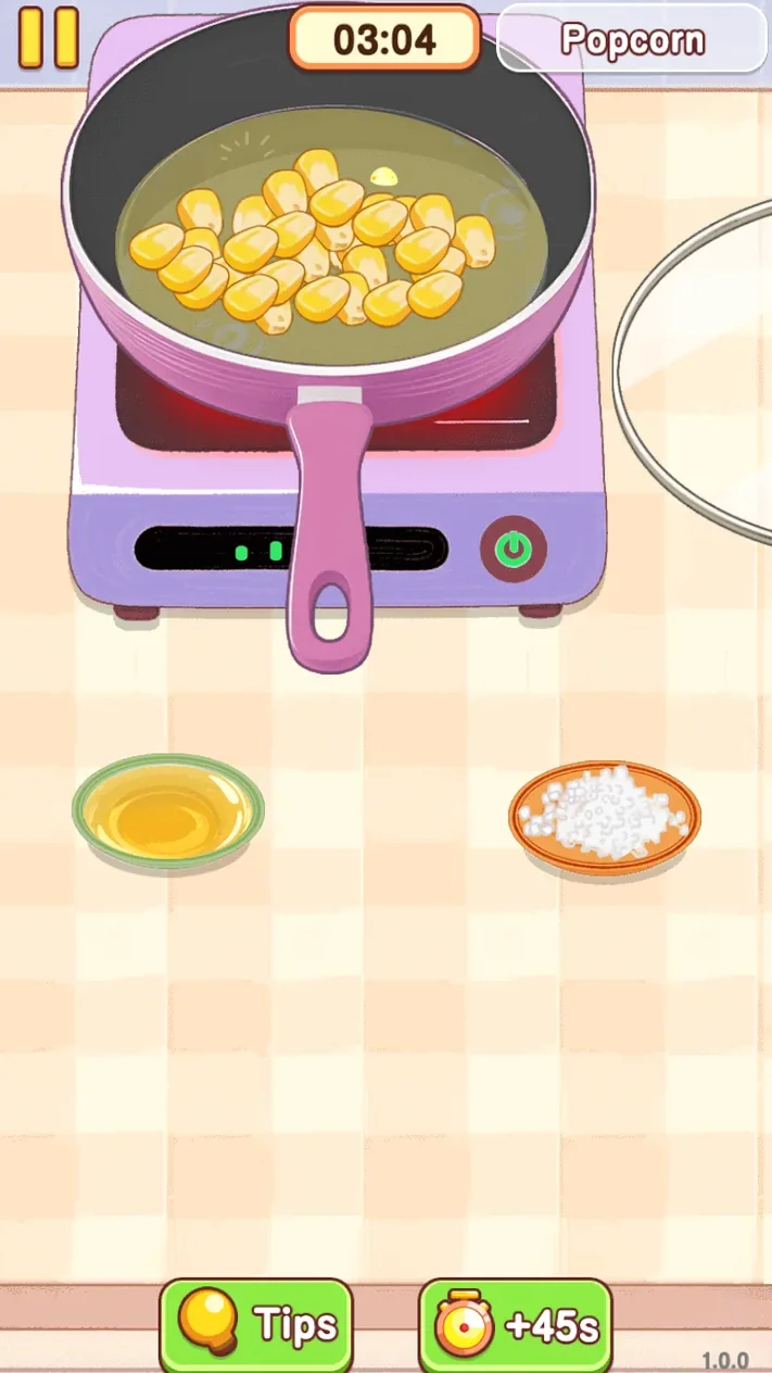 Prepared corn kernels sitting in the hot liquid inside the pan