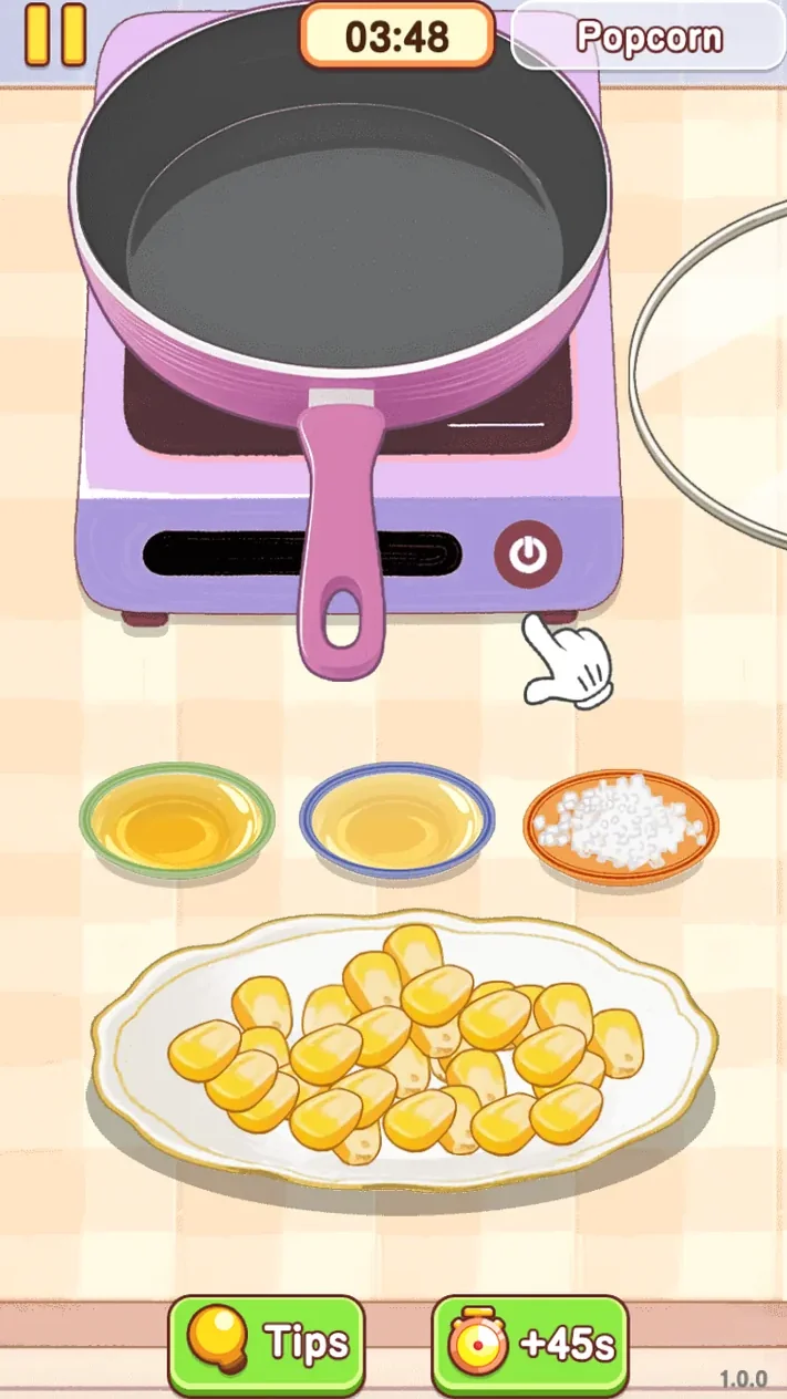 Empty pan with corn seasoning liquids and an unlit power button