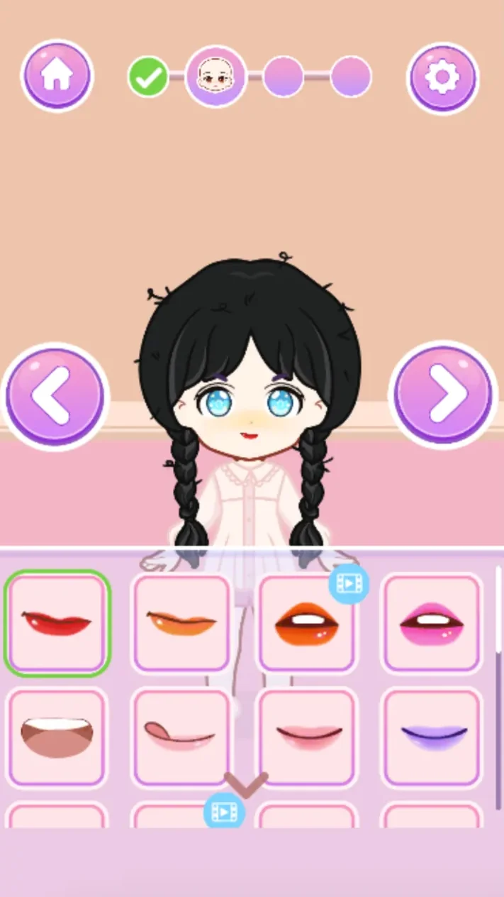 Small red lip shape selected from the mouth options