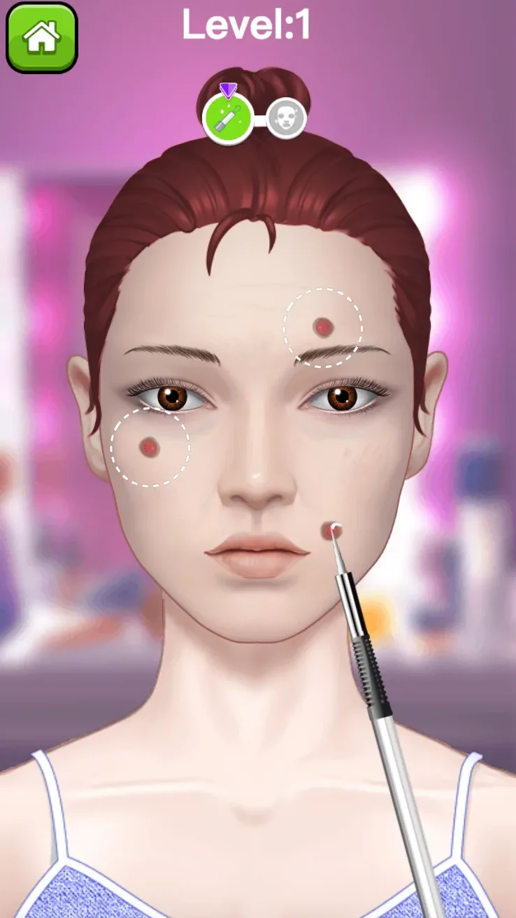 Guided blemish extraction step in Makeup Aritst Level 1