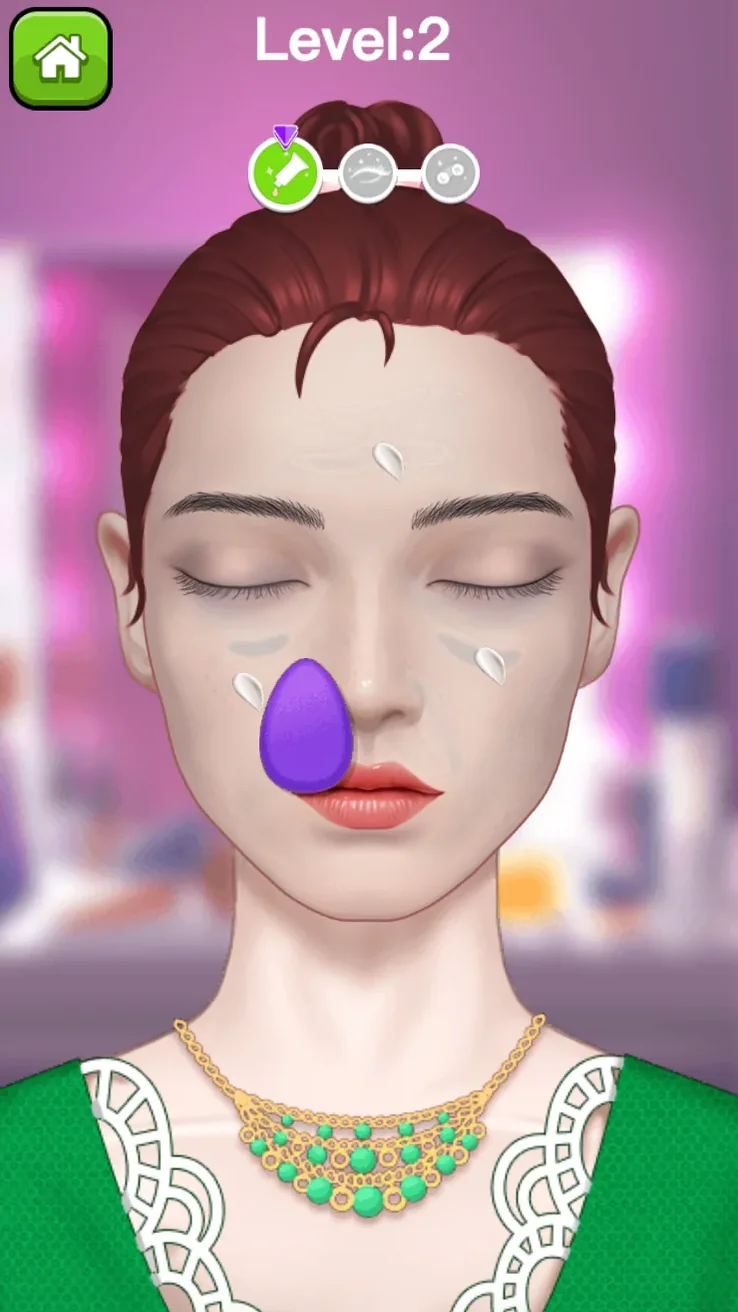 Purple tool used on facial marks in Level 2