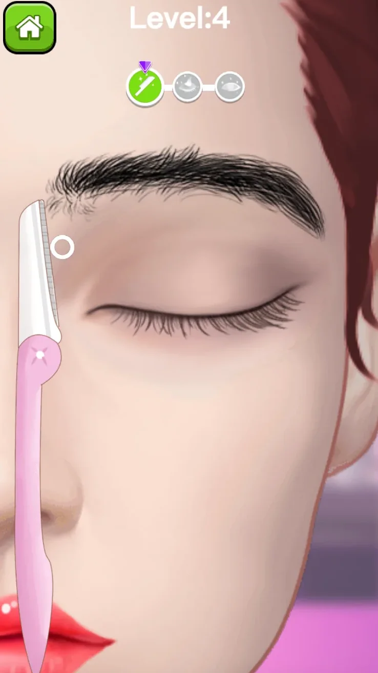 Eyebrow trimming tool at the start of Makeup Aritst Level 4