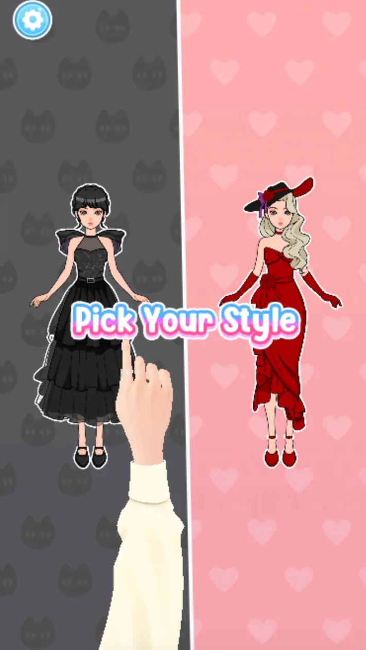 Black and red outfit choices on the Contest style screen