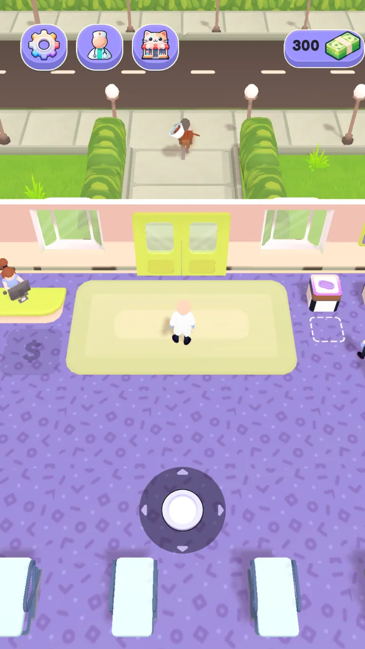 Pet Home Hospital lobby with doctor reception and virtual joystick