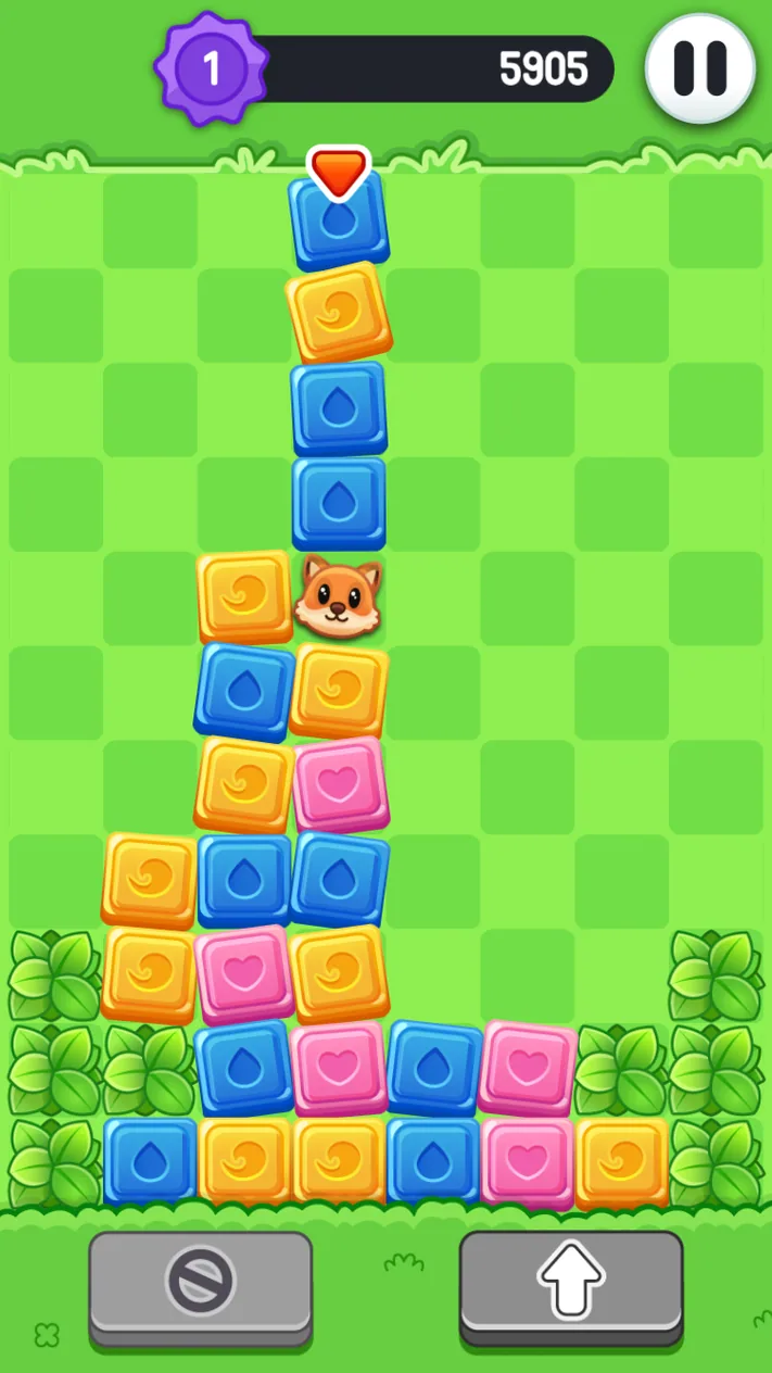 Pets Rush Level 2 board with a tall central tile tower