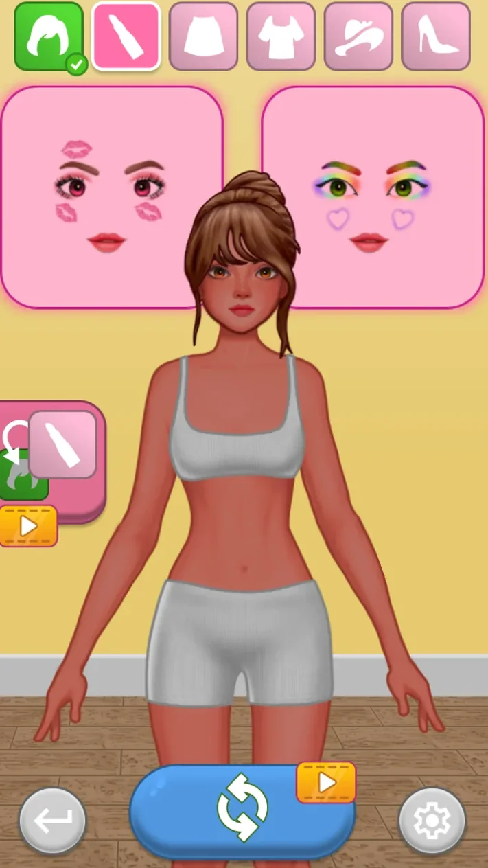 Two complete face styles offered after choosing the hair