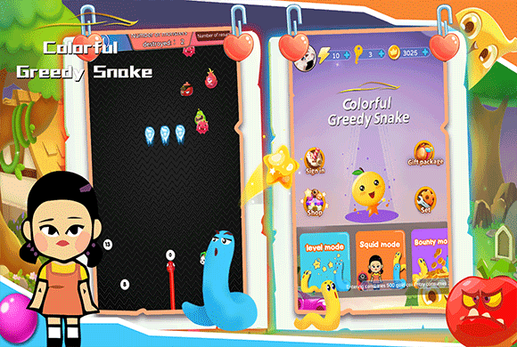 Colorful Greedy Snake game artwork background